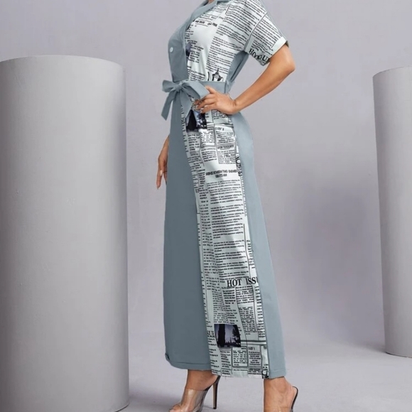 Newspaper Half/Half Jumpsuit - Picture 3 of 4
